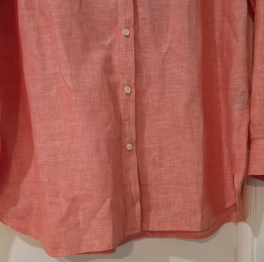 Women's J. McLaughlin Coral Rose Britt Linen Blouse, Size L - Picture 7 of 14